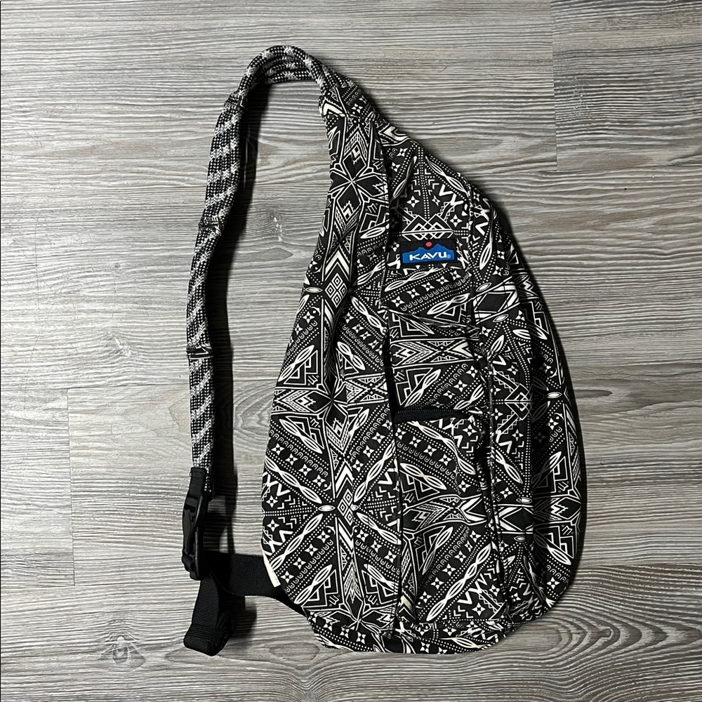 KAVU Geometric Black and Cream Sling Bag